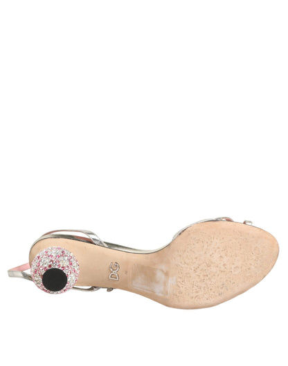 Dolce & Gabbana Lederen Sandalen Ballhiel Roze Versierd