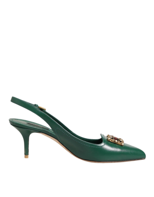 Dolce Gabbana DG Amore Slingbacks Sandalen Donkergroen