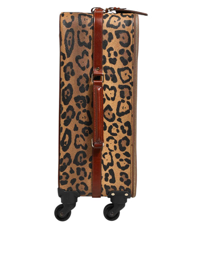 Dolce & Gabbana Leren Reistrolley Luipaardprint Koffer