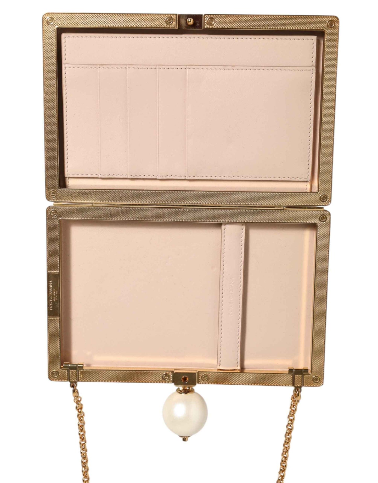 Dolce & Gabbana Rozenborduur Zijde Clutch Gouden Frame Wit