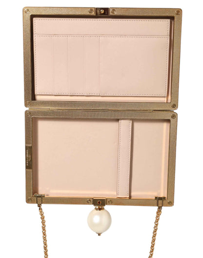 Dolce & Gabbana Rozenborduur Zijde Clutch Gouden Frame Wit