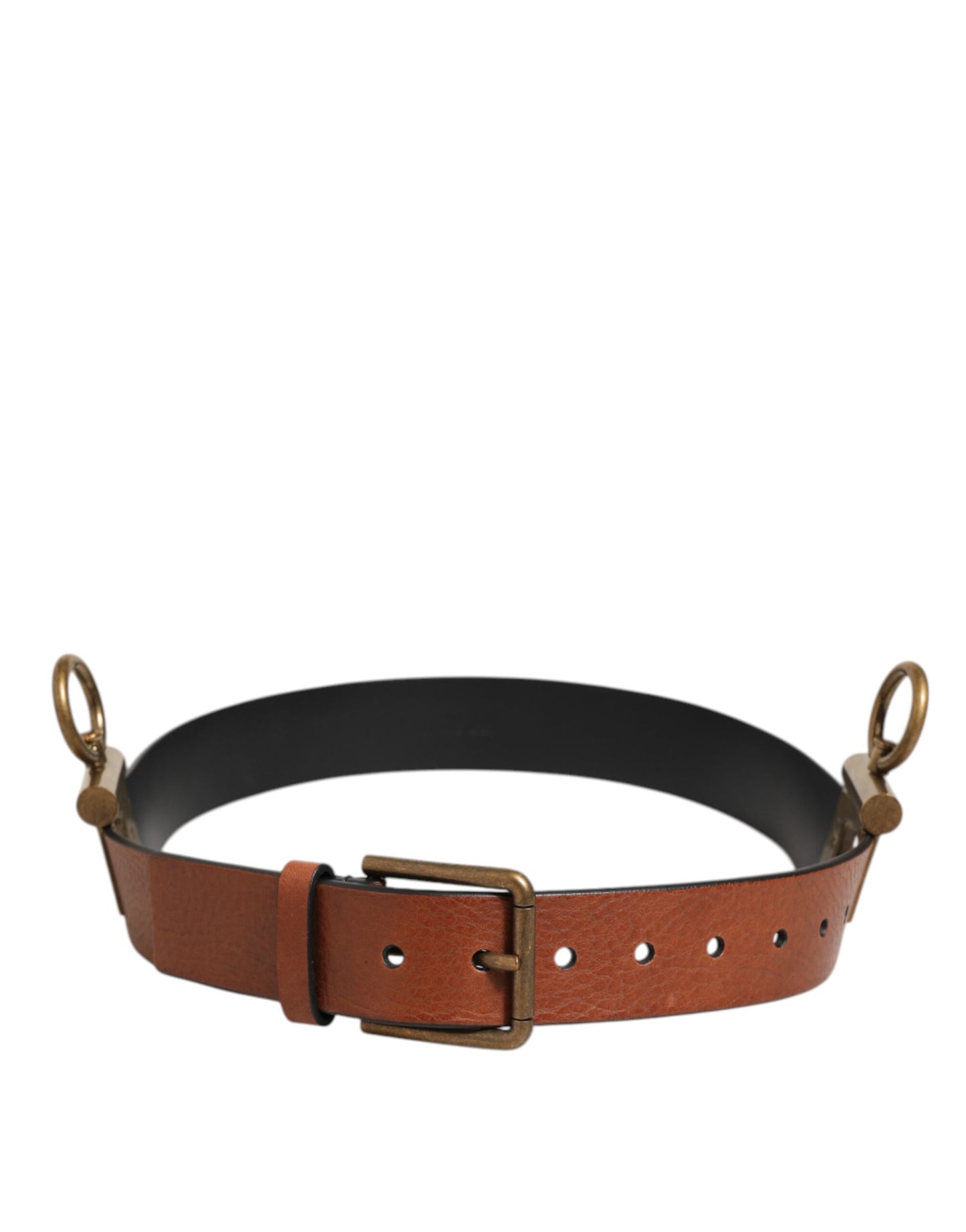 Dolce & Gabbana Leer Riem Bruin Met Zijringen Elegant