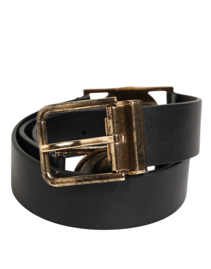 Dolce & Gabbana Leren Riem Met Muntgesp Luxe – Zwart