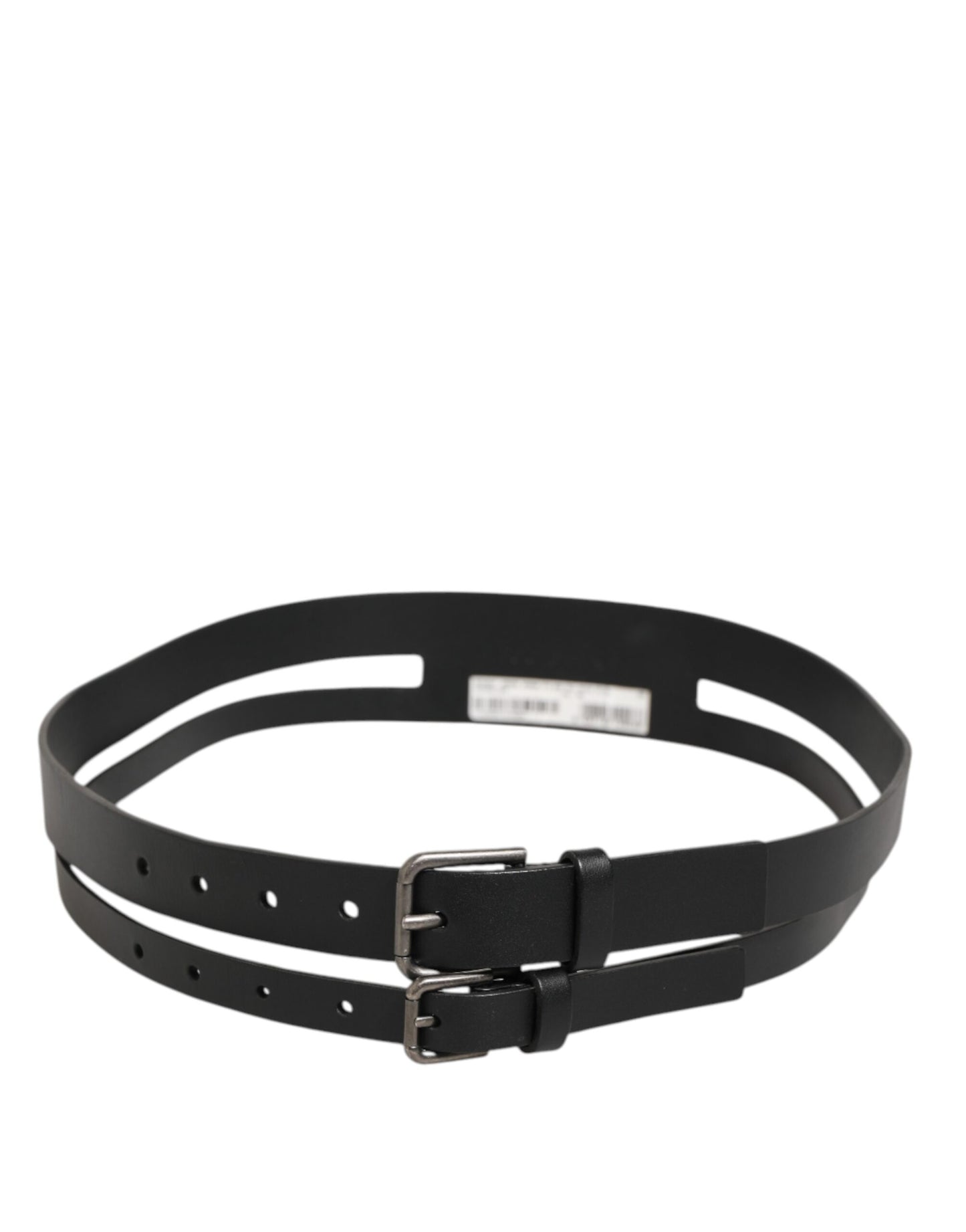 Dolce Gabbana Dubbelriem Lederen Gesp Elegant Luxueuze Zwart