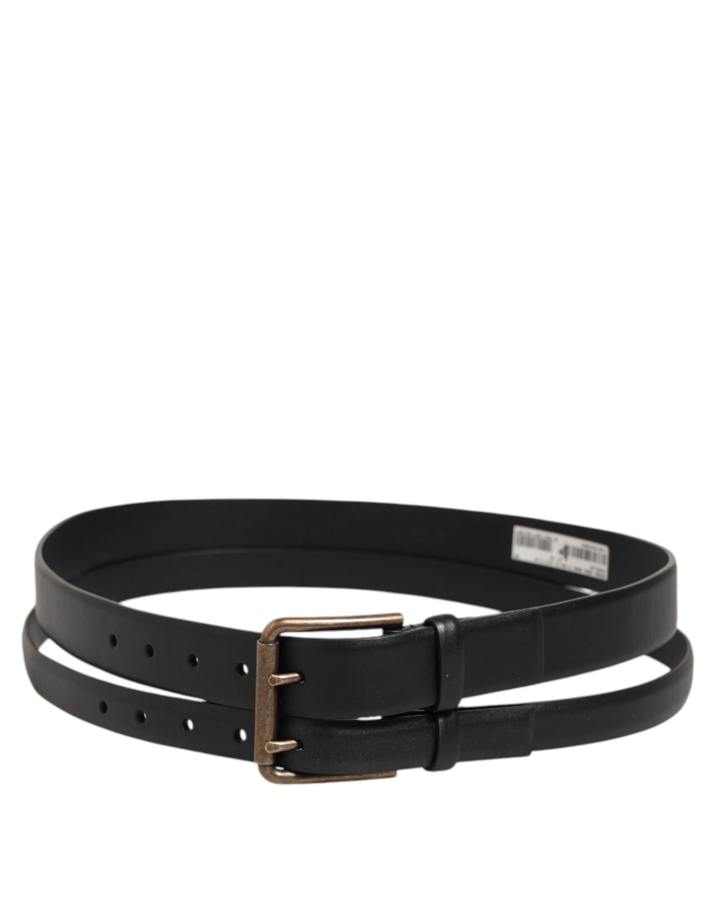 Dolce & Gabbana Riem Dubbele Band Leer Messing – Zwart