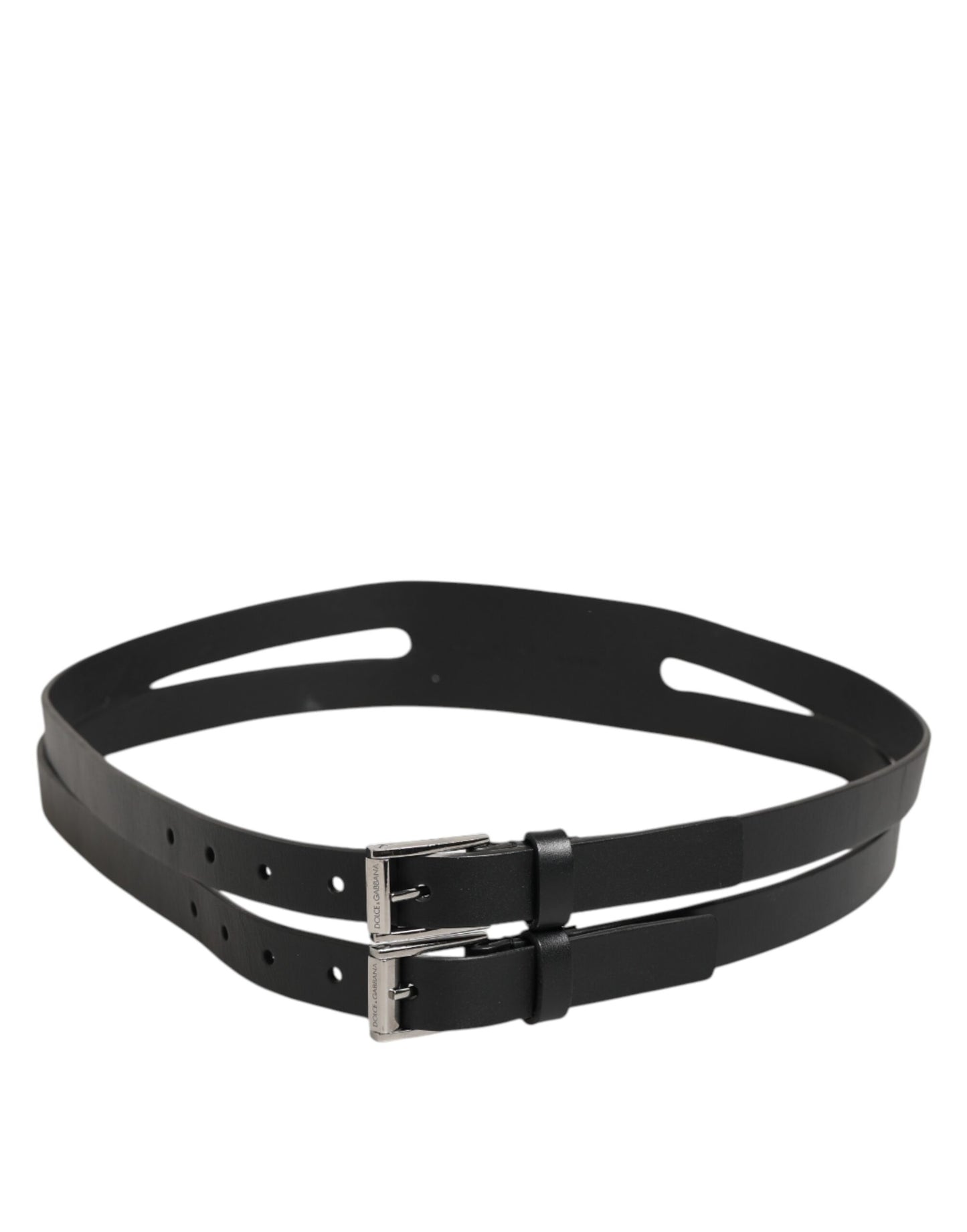 Dolce & Gabbana Dubbele Riem Leer Zilveren Gesp - Zwart