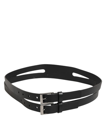 Dolce & Gabbana Dubbele Riem Leer Zilveren Gesp - Zwart