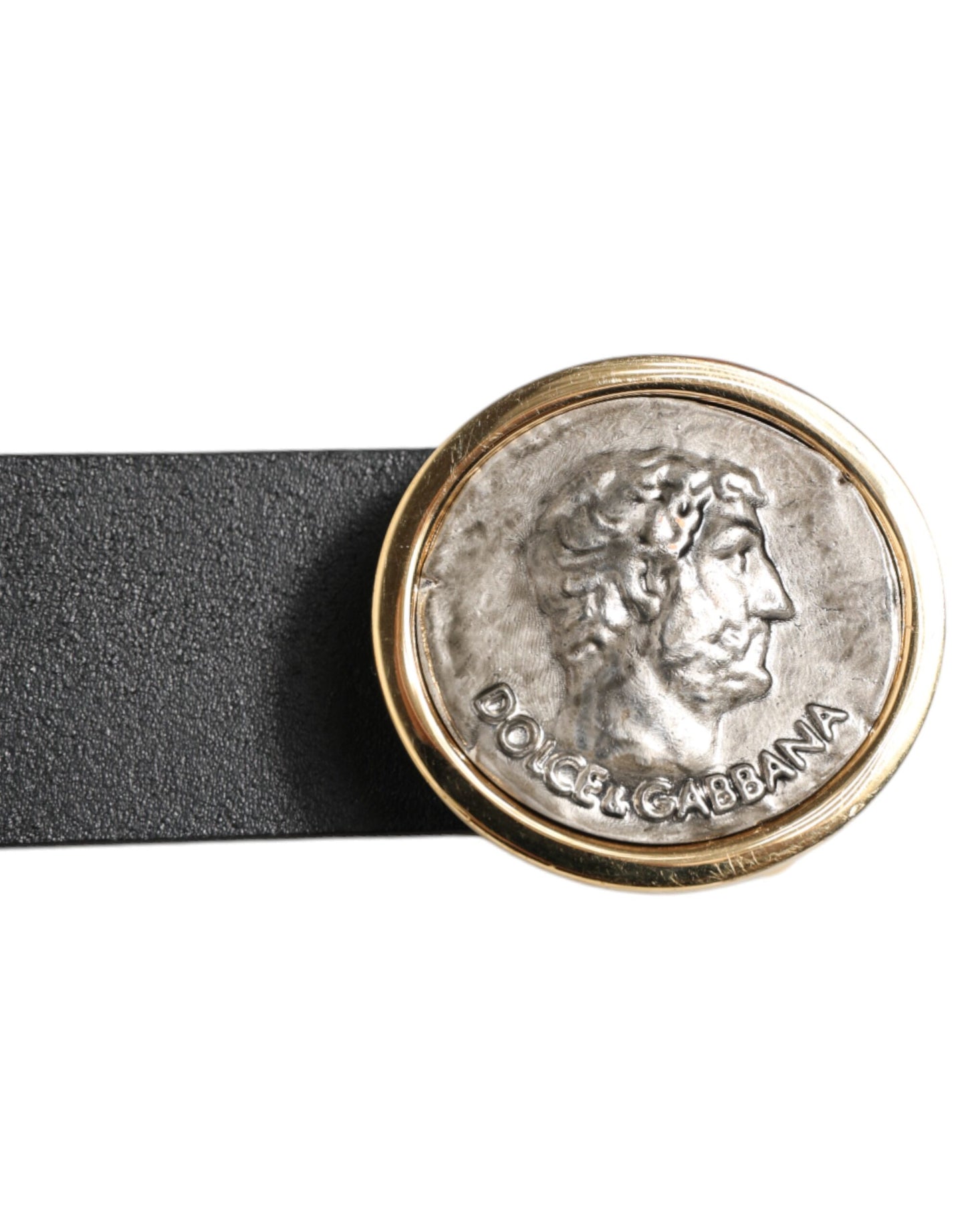 Dolce & Gabbana Lederen Riem Met Muntgesp Klassiek Zwart