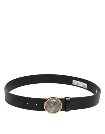 Dolce & Gabbana Lederen Riem Met Muntgesp Klassiek Zwart