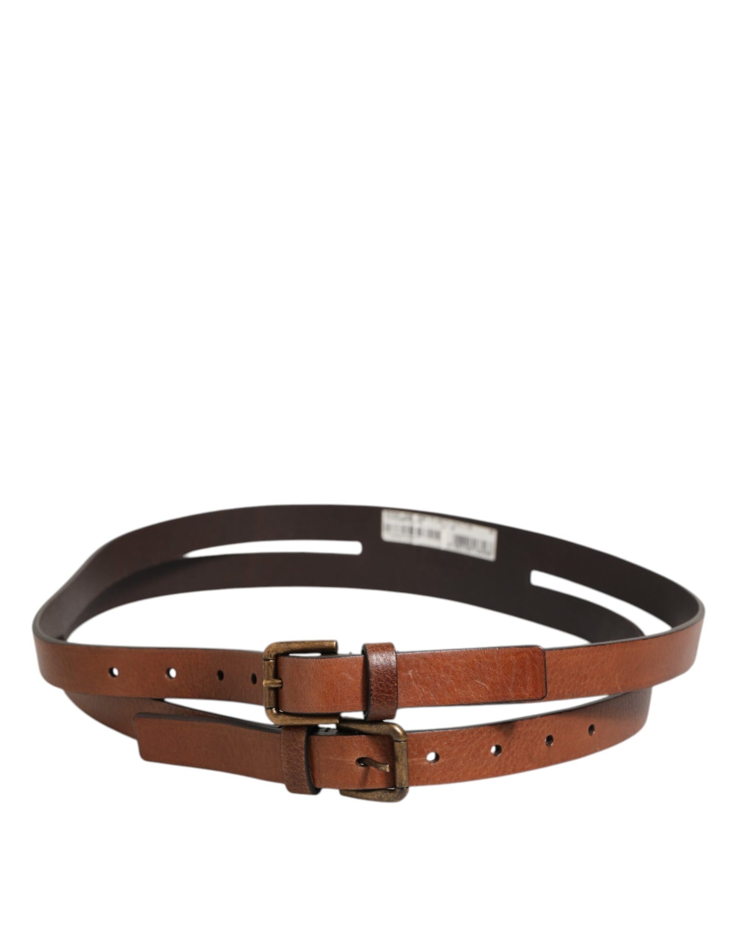 Dolce & Gabbana Dubbele Riem Van Leer Gouden Gesp Bruin
