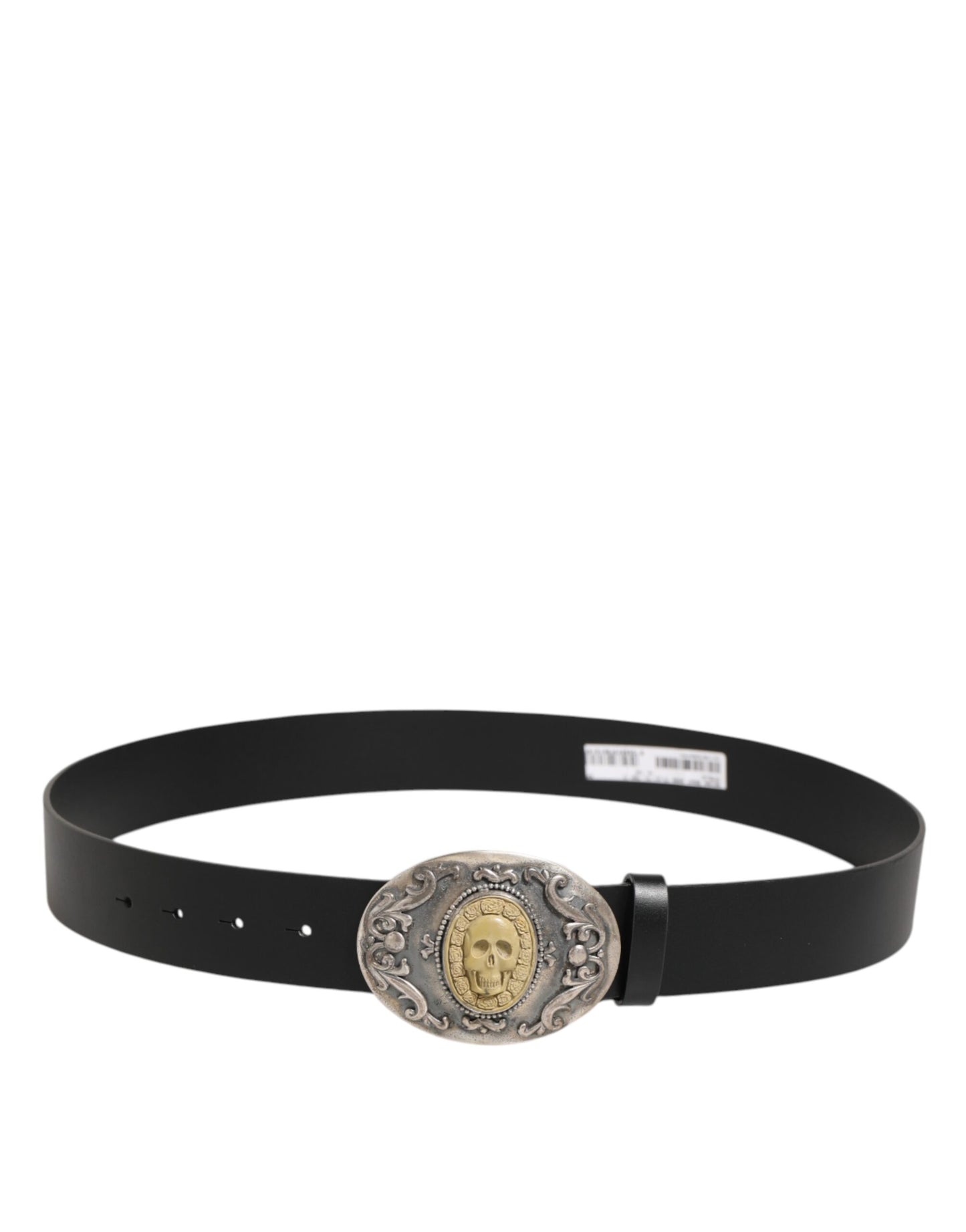 Dolce Gabbana Lederen Riem Met Ornament Gesp Zwart