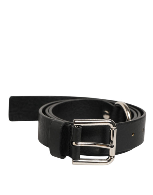 Dolce Gabbana Leren Riem Met Logo Gesp Zwart Luxe