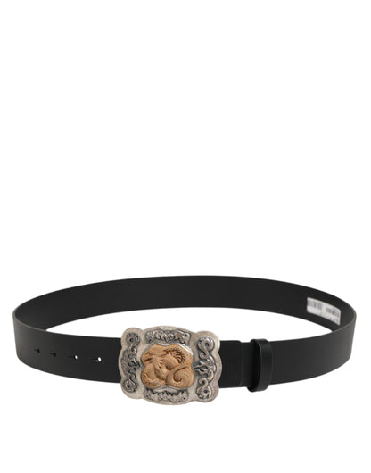 Dolce Gabbana Lederen Riem Draak Gotische Gesp Zwart