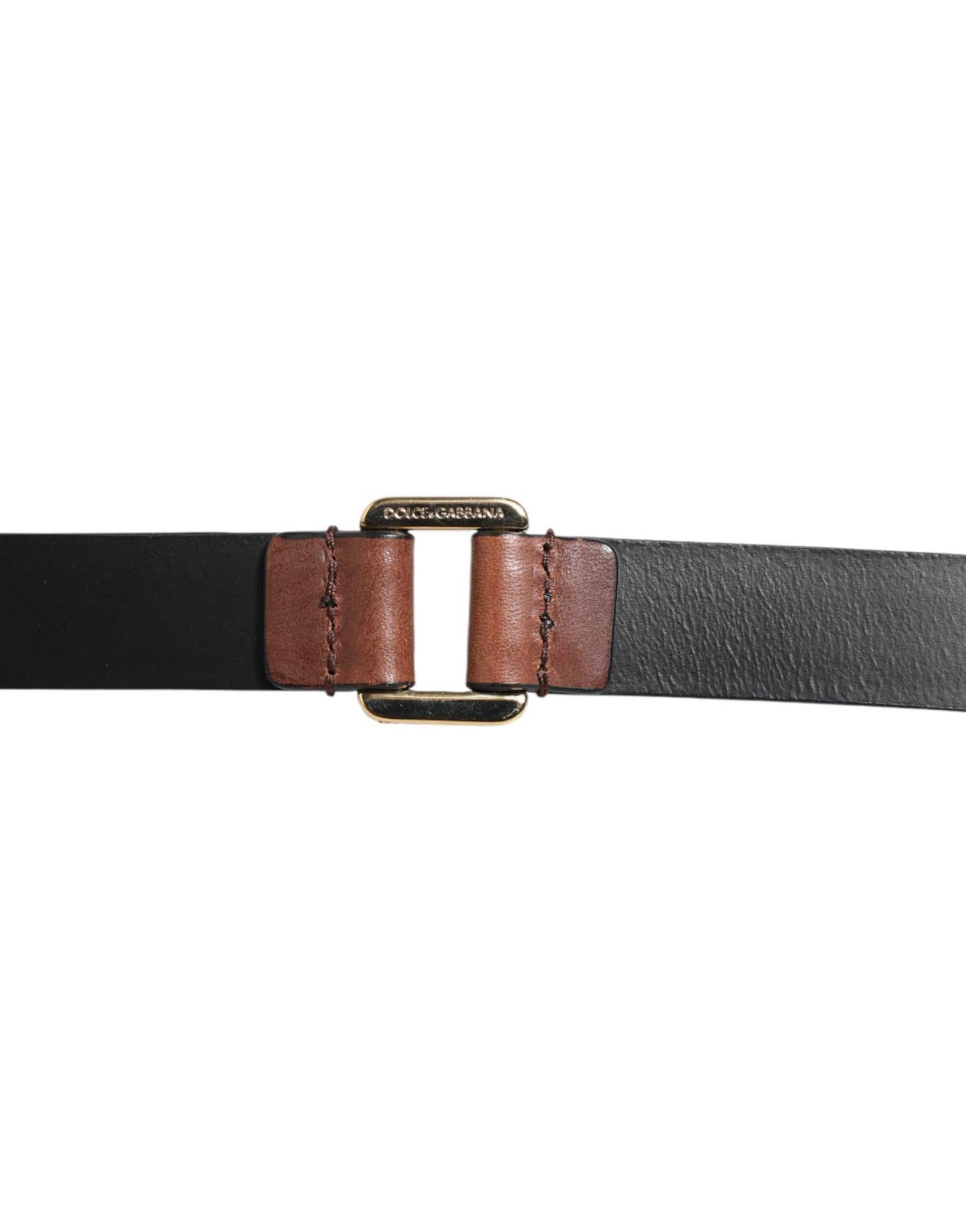 Dolce Gabbana Lederen Riem Met Gouden Logo Gesp Elegant