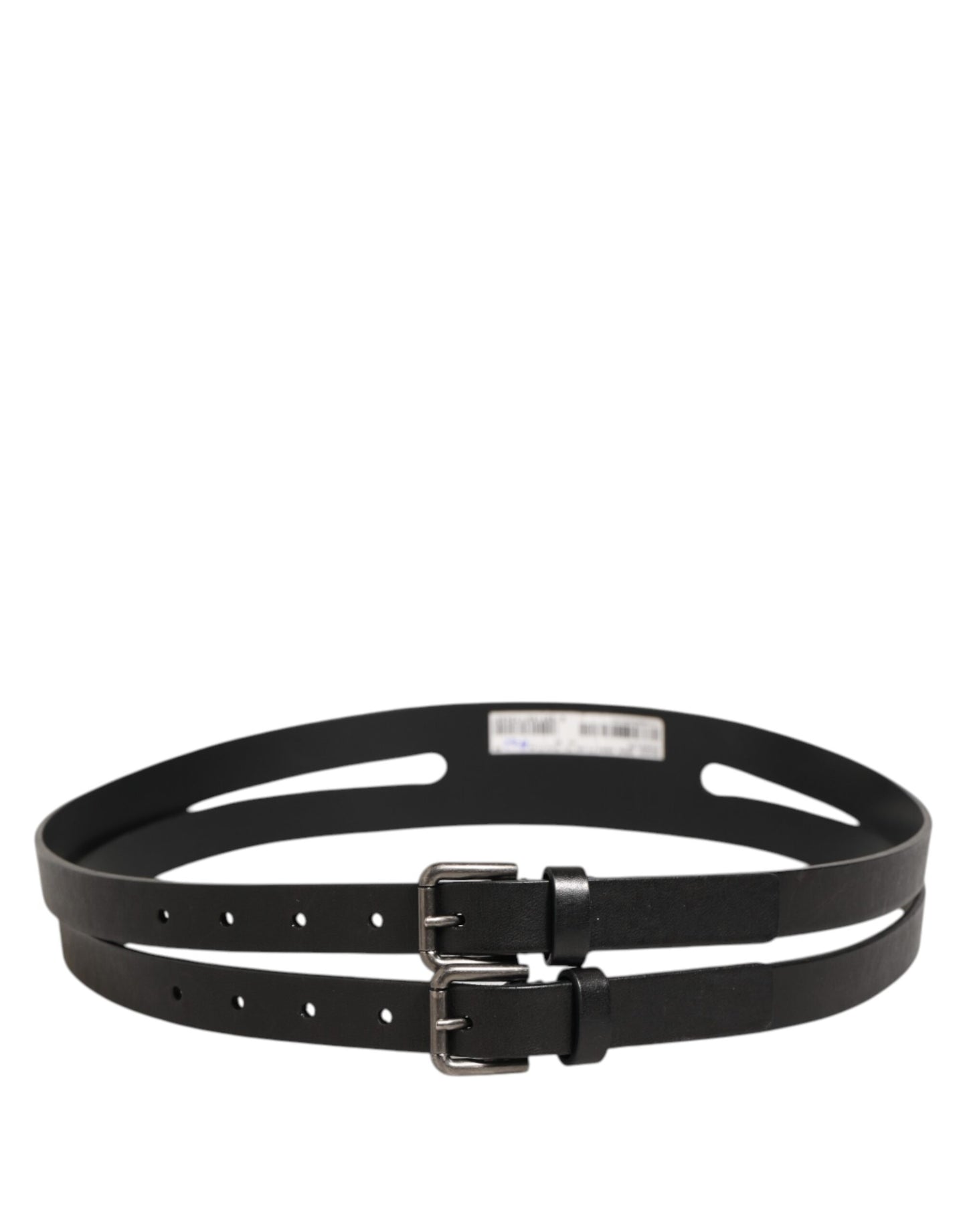 Dolce & Gabbana Dubbele Band Gesp Leer Riem - Zwart