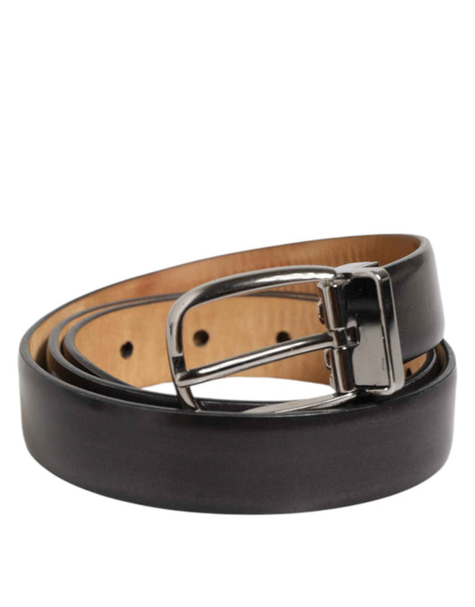 Dolce & Gabbana Lederen Riem Zilverkleurige Gesp Zwart