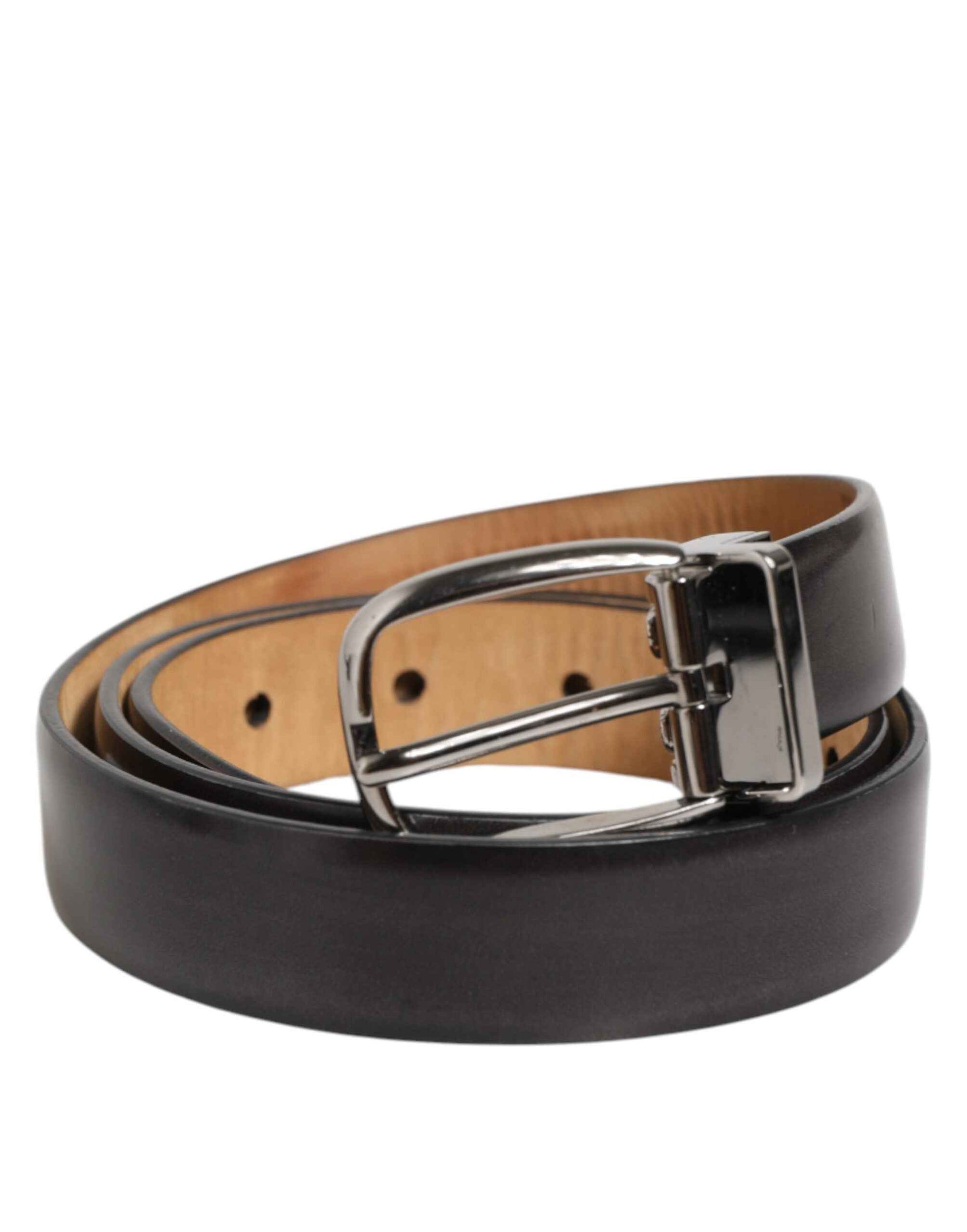 Dolce & Gabbana Lederen Riem Zilverkleurige Gesp Zwart
