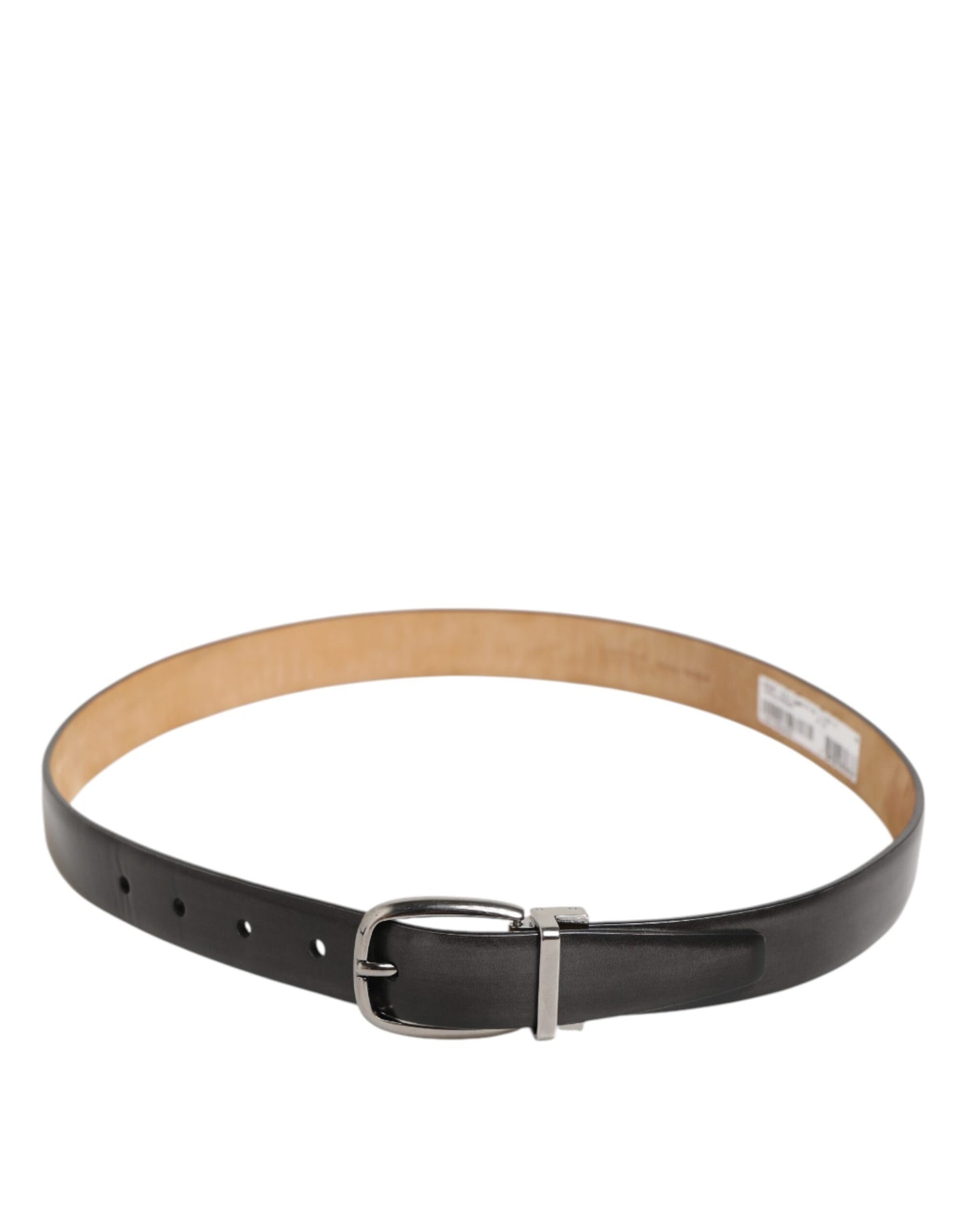 Dolce & Gabbana Lederen Riem Zilverkleurige Gesp Zwart