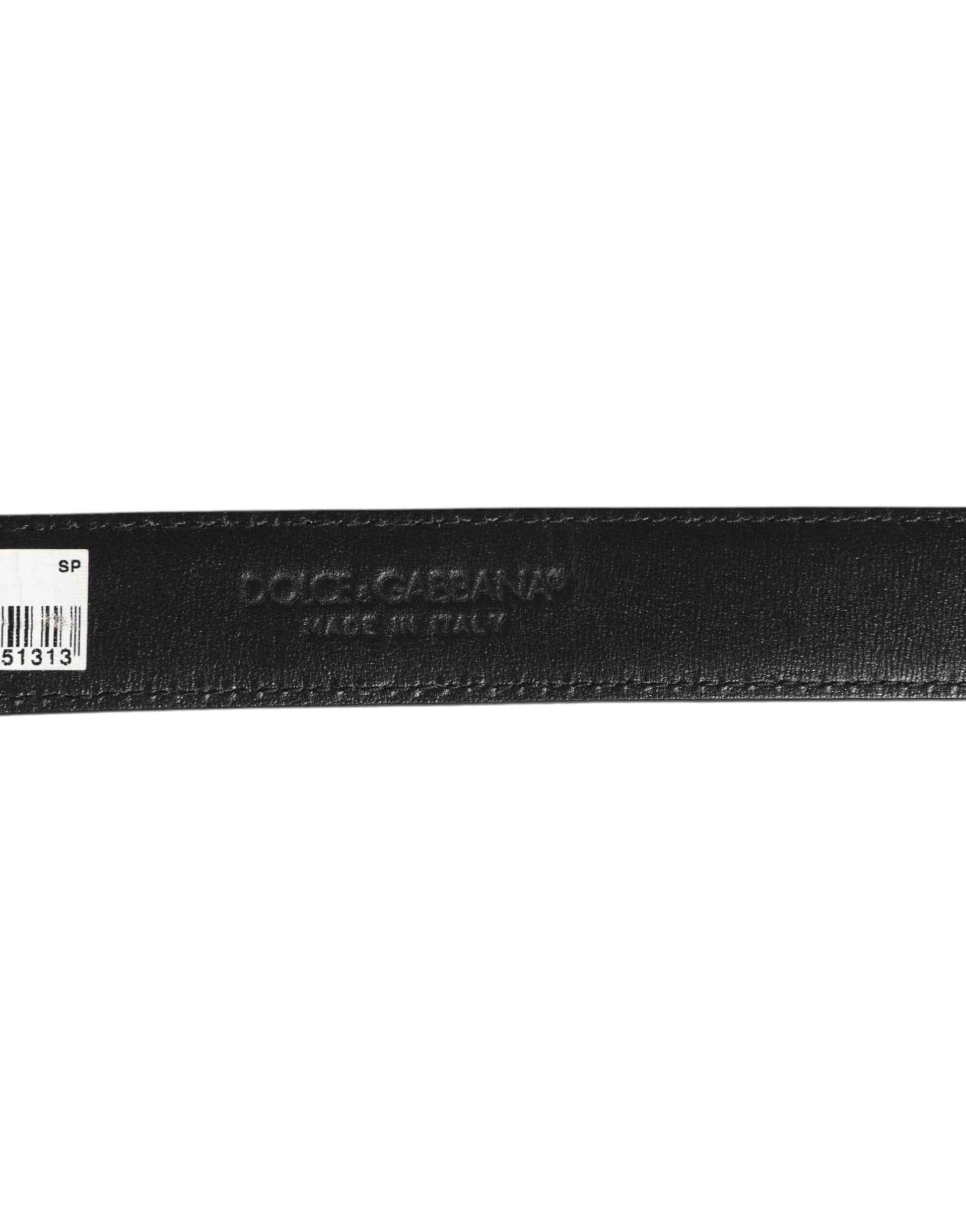 Dolce & Gabbana Brown Leather Leopard Print Metal Buckle Belt