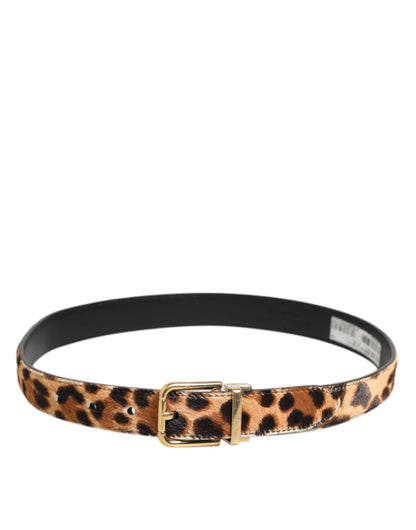 Dolce & Gabbana Luipaardprint Lederen Riem Met Gouden Gesp