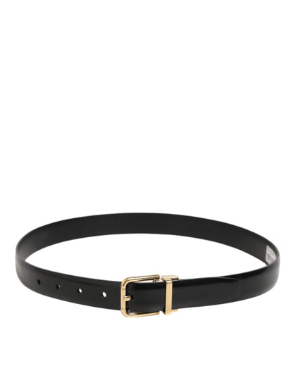 Dolce & Gabbana Zwart Klassieke Leren Gordel Goudgesp