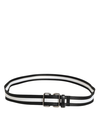 Dolce & Gabbana Riem Nylon Leer Zwart Met Metaal Gesp