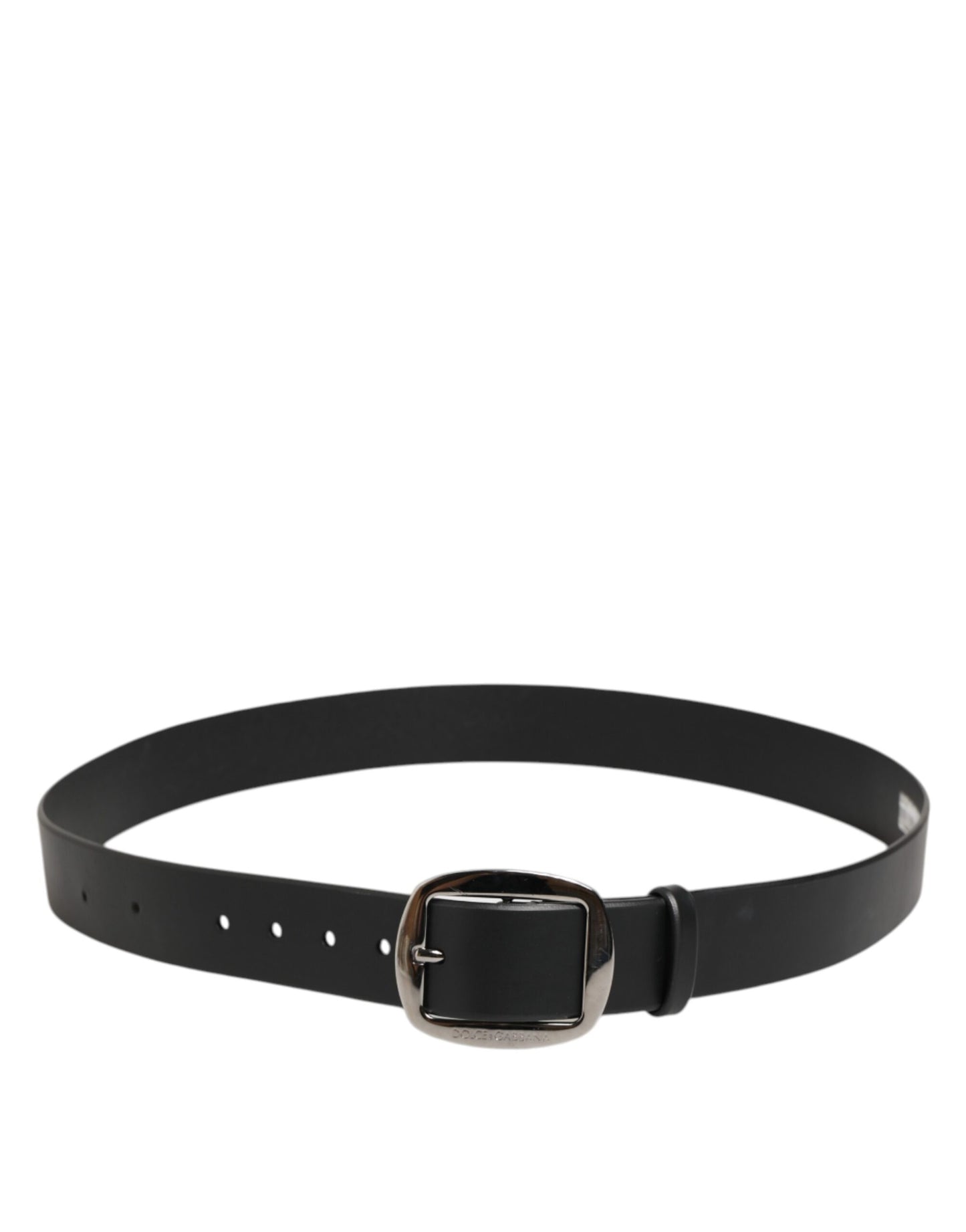 Dolce Gabbana Lederen Elegante Riem Met Logo Gesp Zwart