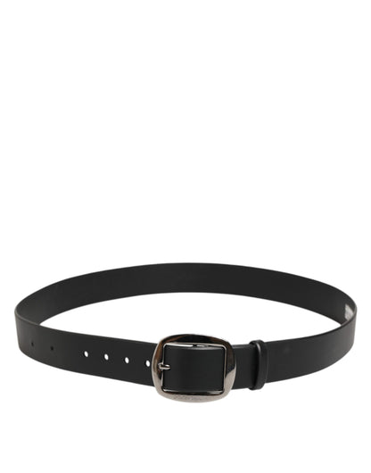 Dolce Gabbana Lederen Elegante Riem Met Logo Gesp Zwart
