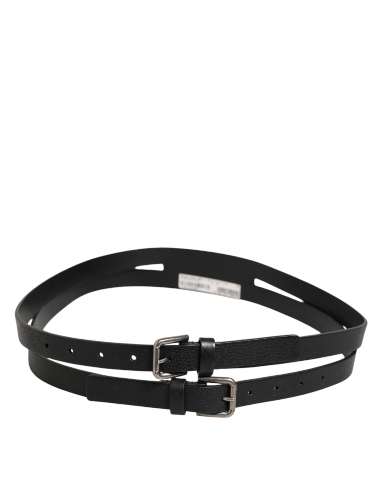 Dolce & Gabbana Riem Met Dubbele Band Leer Zwart Luxe