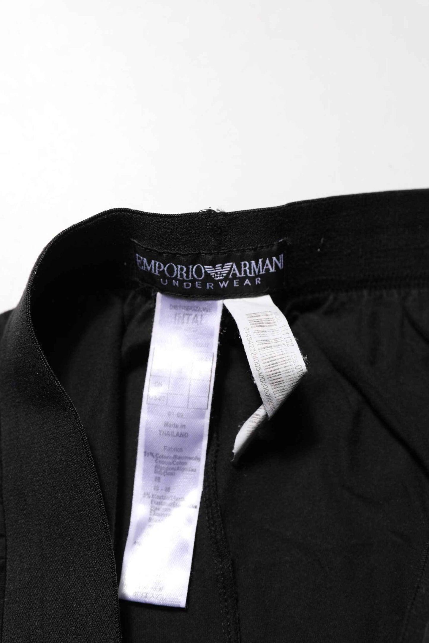 Emporio Armani Black Cotton Blend Logo Waistband Trouser Pants