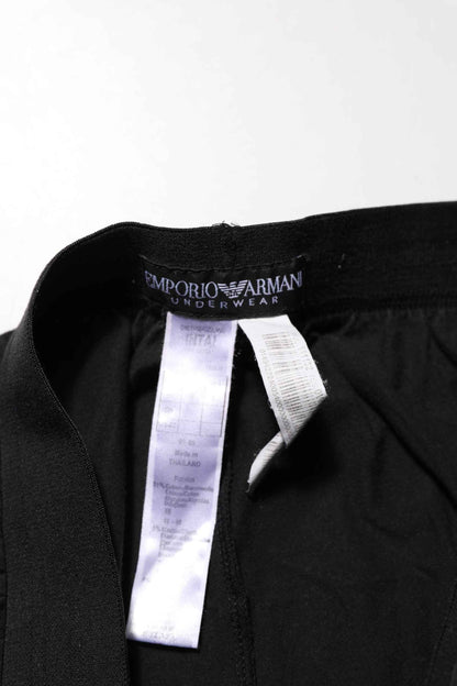 Emporio Armani Black Cotton Blend Logo Waistband Trouser Pants