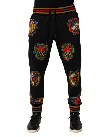 Dolce Gabbana Baroque Crest Logo Trackpants Heren - Zwart