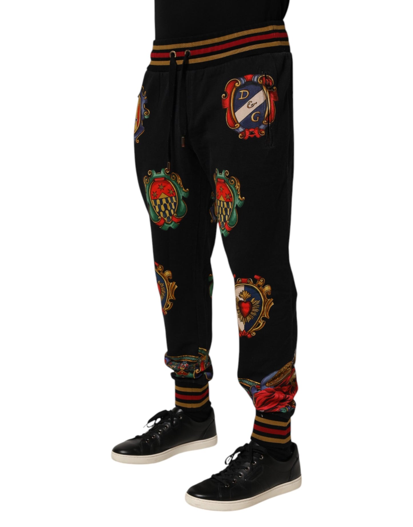 Dolce Gabbana Baroque Crest Logo Trackpants Heren - Zwart
