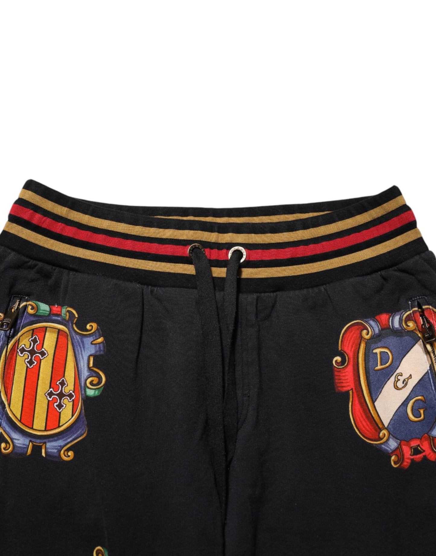 Dolce Gabbana Baroque Crest Logo Trackpants Heren - Zwart