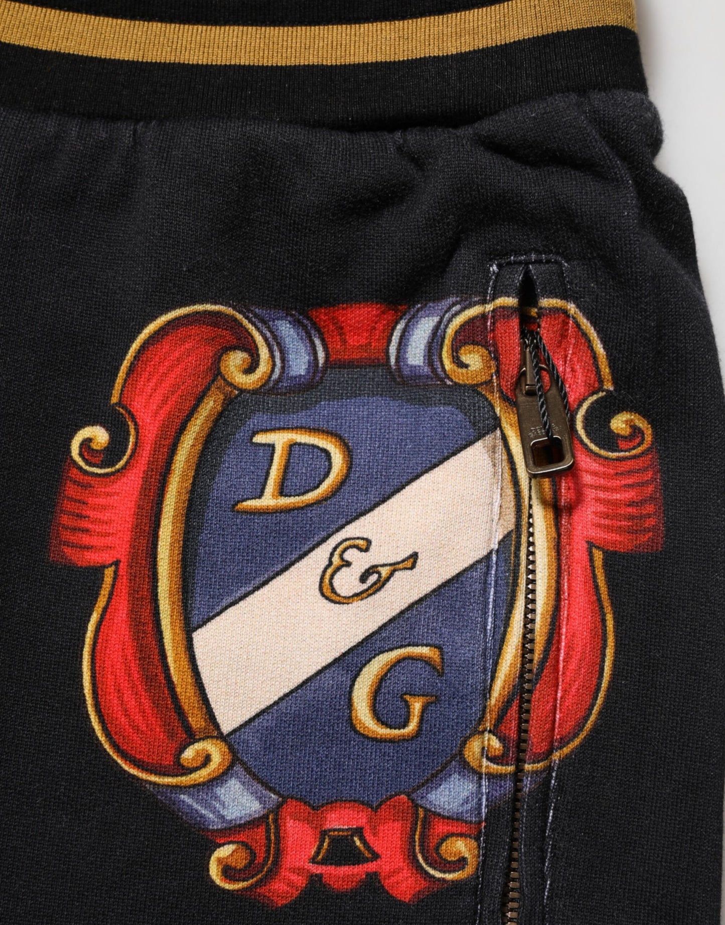 Dolce Gabbana Baroque Crest Logo Trackpants Heren - Zwart