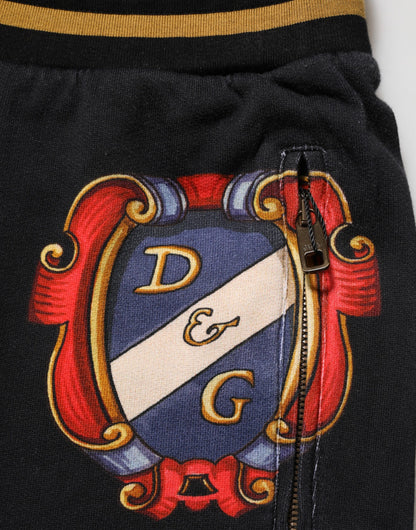 Dolce Gabbana Baroque Crest Logo Trackpants Heren - Zwart