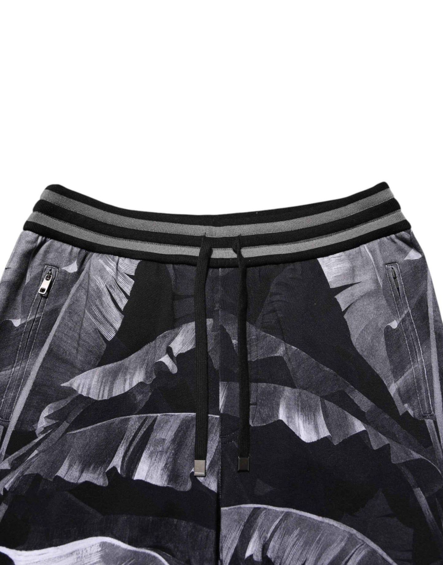 Dolce & Gabbana Black Banana Leaf Cotton Jogger Trouser Pants