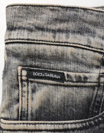 Dolce & Gabbana Slim Fit Katoen Stretch Jeans Grijs