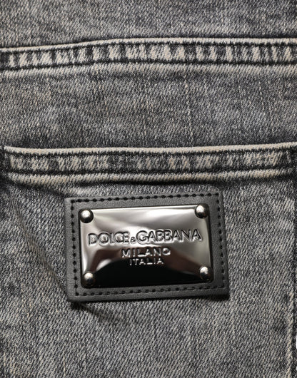 Dolce & Gabbana Slim Fit Katoen Stretch Jeans Grijs