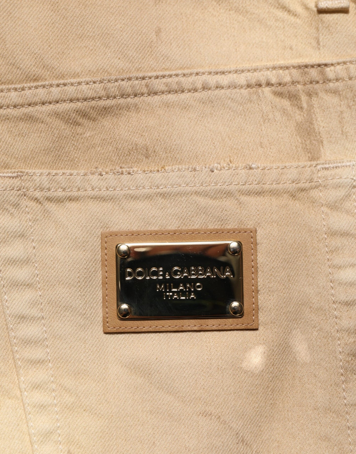 Dolce & Gabbana Beige Katoenen Denim Jeans Losse Gescheurd