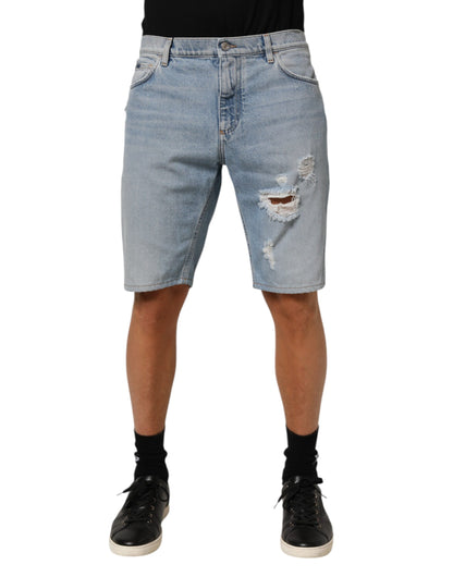 Dolce & Gabbana Denim Bermuda Shorts Distressed Blauw