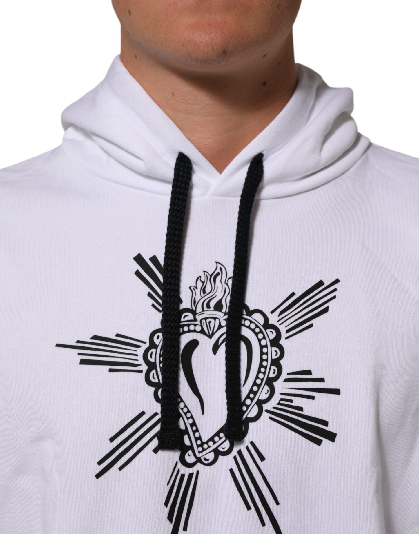 Dolce & Gabbana Sacred Heart Hoodie Katoenen Sweatshirt Wit