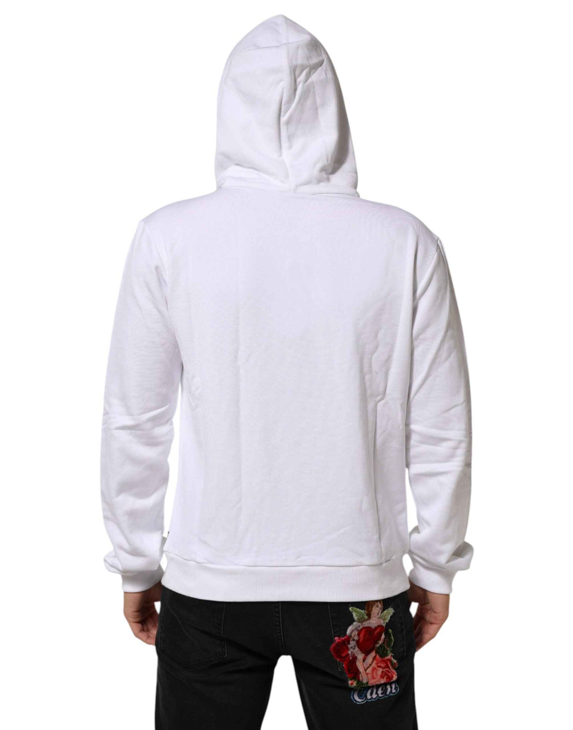 Dolce & Gabbana White Sacred Heart Hooded Sweatshirt Sweater