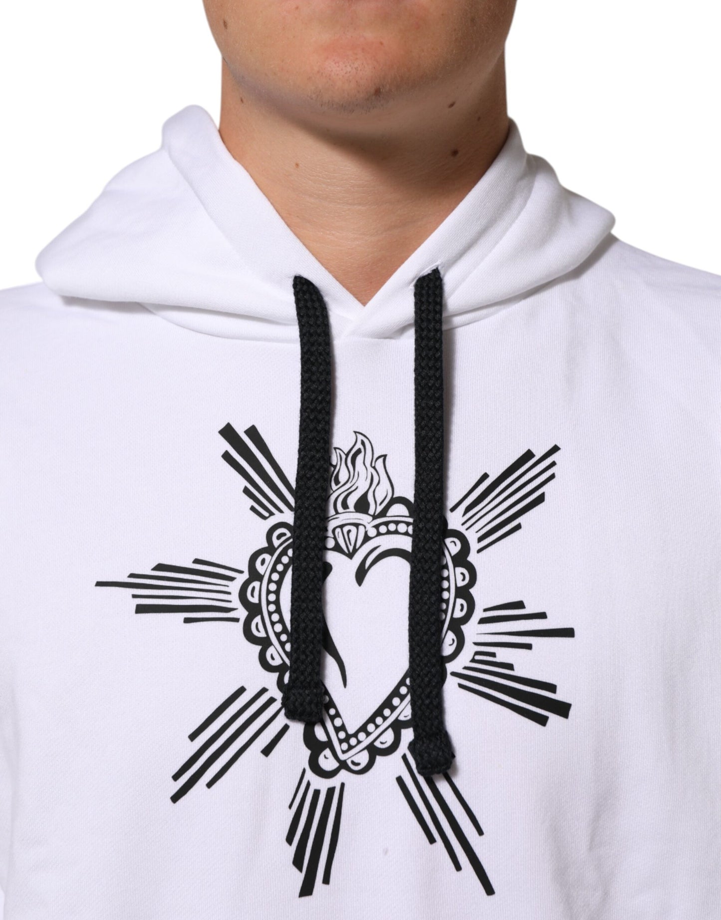 Dolce & Gabbana Hooded Sweatshirt Sacred Heart Wit Luxe