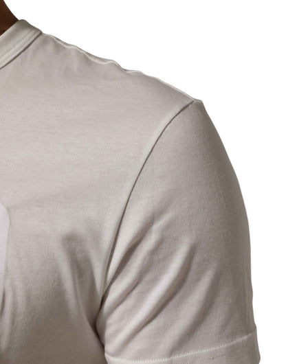 Dolce & Gabbana White Logo Patch Cotton Crew Neck Men T-shirt