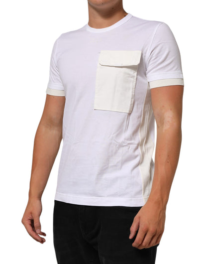 Dolce Gabbana Pocket Crew Neck Katoen T Shirt Wit Mannen