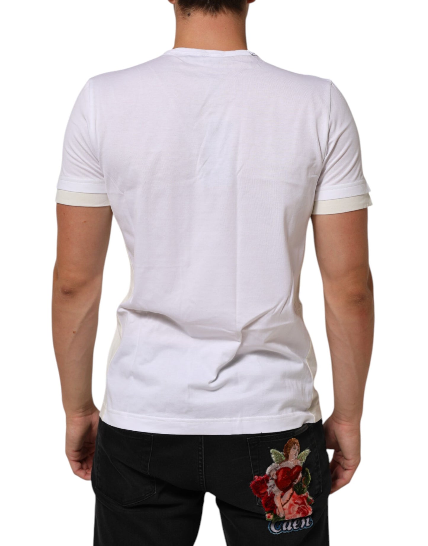 Dolce Gabbana Pocket Crew Neck Katoen T Shirt Wit Mannen