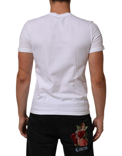 Dolce & Gabbana DG Italia Katoenen Tshirt Ronde Hals Wit