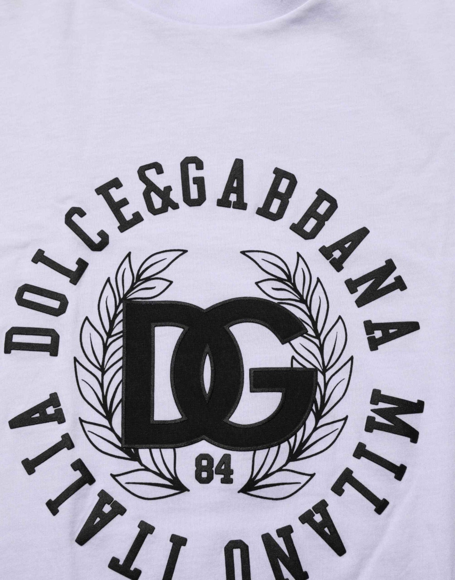 Dolce & Gabbana White Cotton Logo Print Crew Neck Men T-shirt