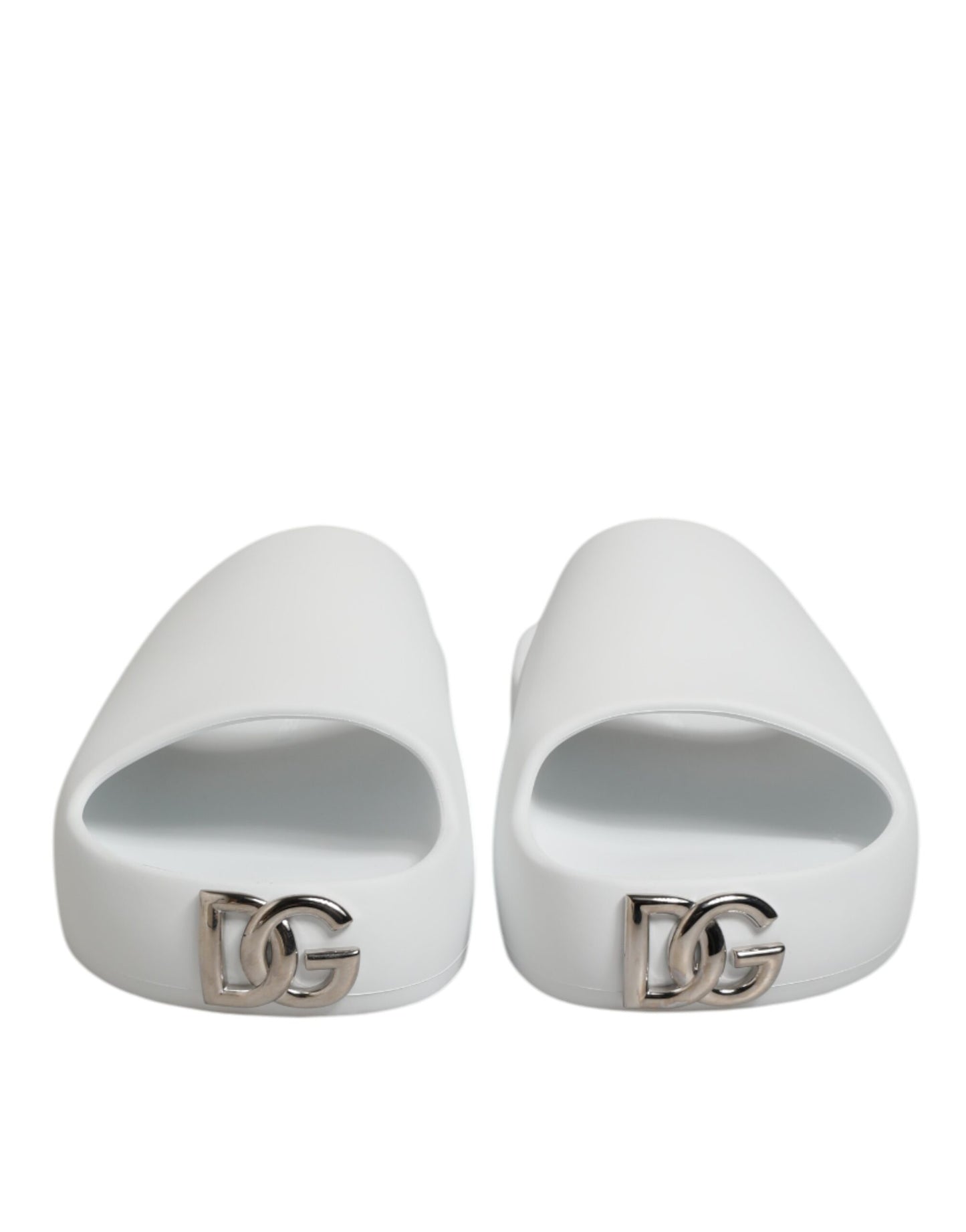 Dolce Gabbana Logo Slides Rubber Sandalen Wit Zwembad Luxe